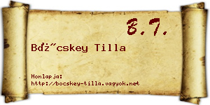 Böcskey Tilla névjegykártya